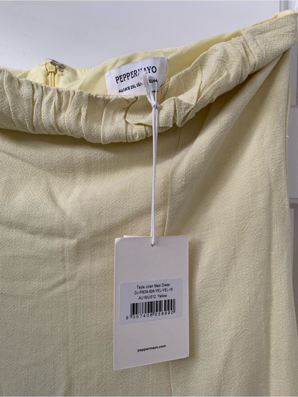 Peppermayo Tayla Linen Strapless Ruffle Bandeau Maxi Dress in Pale Yellow - Picture 4 of 4